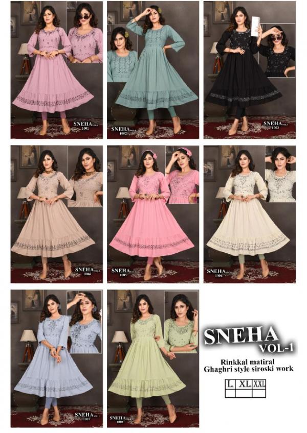 Trendz Sneha Vol 1 Rayon Designer Exclusive Kurti collection